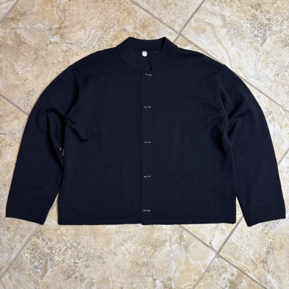 Margaret O’Leary Women’s M Wool Blend Black Button Front Cardigan Sweater USA